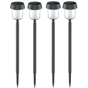 4er Set LED Solar Wegleuchte Dämmerungssensor grau -...