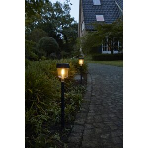 4er Set LED Solar Wegleuchte Dämmerungssensor schwarz - Schwarz 4x