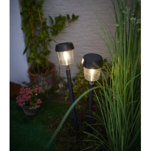 4er Set LED Solar Wegleuchte Dämmerungssensor schwarz - Schwarz 4x