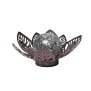 B-Ware Dekorative Solar Lotus Wasserlilie aus Metall mit Glaskugel warmweißes Licht - Bruchglasoptik (D x H) 28 x 12 cm Groß Braun mit Stanzmuster