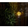 B-Ware Dekorative Solar Lotus Wasserlilie aus Metall mit Glaskugel warmweißes Licht - Bruchglasoptik (D x H) 28 x 12 cm Groß Braun mit Stanzmuster