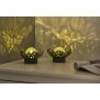 B-Ware 2x Dekorative Lotus Wasserlilie batteriebetrieben mit Timer aus Metall mit Glaskugel warmweißes Licht - Bruchglasoptik (D x H) 16,5 x 8 cm Grau Klein mit Stanzmuster
