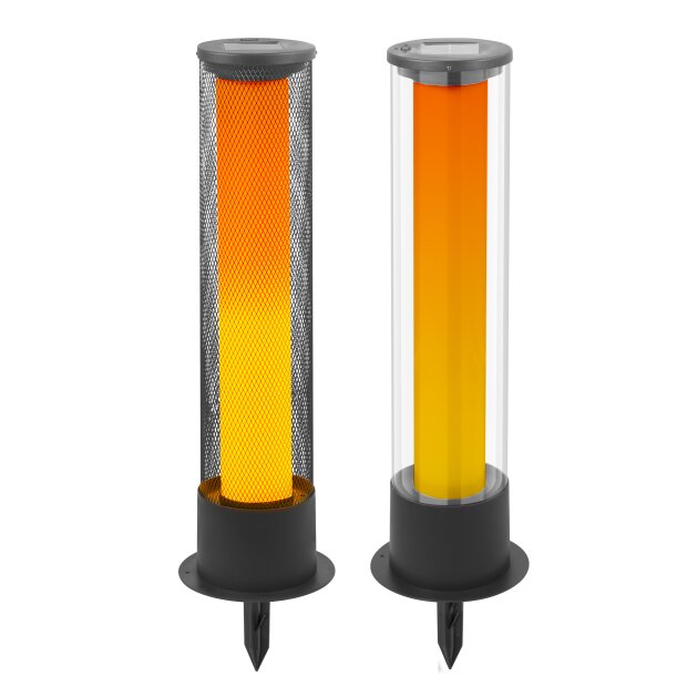 LED Solar Flammenlichtsäule 59 cm hoch Flammeneffekt oder Dauerlicht mit austauschbarem Akku