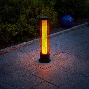 LED Solar Flammenlichtsäule 59 cm hoch Flammeneffekt oder Dauerlicht mit austauschbarem - Netzoptik