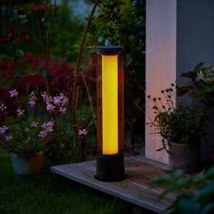 LED Solar Flammenlichtsäule 59 cm hoch Flammeneffekt oder Dauerlicht mit austauschbarem - Netzoptik