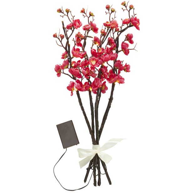 LED Pflanze Dekozweige Pfirsichblüte Pfirsichzweige Lichterzweige Dekoration 54cm hoch Timerfunktion inkl. Batterien 16 warmweiße LED