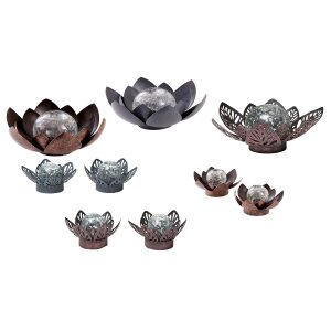 LED Lotus Wasserlilie Timer Metall Glaskugel Stanzmuster...