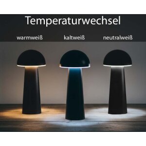 Moderne LED Tischleuchte in Pilzform im 3er-Set für den Innen- und Außenbereich stufenlos dimmbar Pilz schwarz