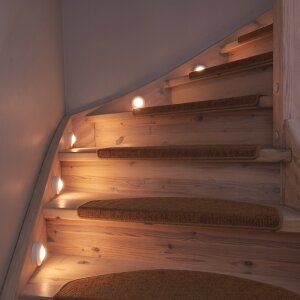 LED Spots 6er Set Beleuchtung Set bis zu 35 Stunden Laufzeit Unterbau Küchenlampe - 6er AA-Batterien