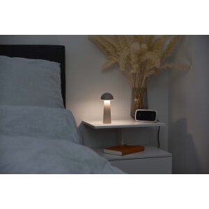 Moderne LED Tischleuchte in Pilzform im 3er-Set für den Innen- und Außenbereich stufenlos dimmbar Pilz taupe