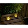 B-Ware 2x Dekorative Lotus Wasserlilie batteriebetrieben mit Timer aus Metall mit Glaskugel warmweißes Licht - Bruchglasoptik (D x H) 16,5 x 8 cm Braun Klein mit Stanzmuster