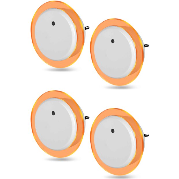 LED Nachtlicht Bernsteinweißes Licht (1500-1800K) 4 Stk. Rund - 4 Stk. Rund mit 2 USB Anschlüssen
