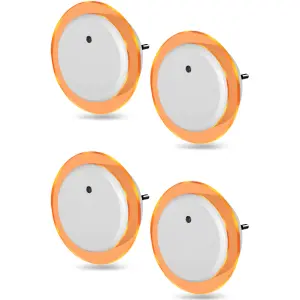 LED Nachtlicht Bernsteinweißes Licht (1500-1800K) 4 Stk. Rund - 4 Stk. Rund mit 2 USB Anschlüssen