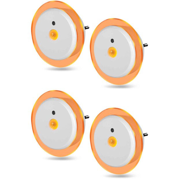 LED Nachtlicht Bernsteinweißes Licht (1500-1800K) 4 Stk. Rund mit - 4 Stk. Rund mit Bewegungsmelder