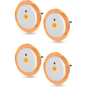 LED Nachtlicht Bernsteinweißes Licht (1500-1800K) 4 Stk. Rund mit - 4 Stk. Rund mit Bewegungsmelder