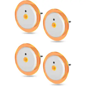 LED Nachtlicht Bernsteinweißes Licht (1500-1800K) 4 Stk. Rund mit - 4 Stk. Rund mit Bewegungsmelder