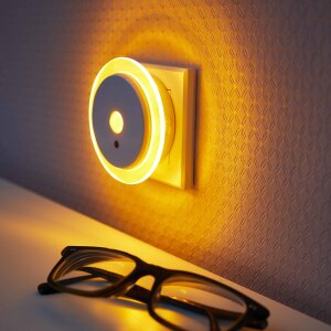 LED Nachtlicht Bernsteinweißes Licht (1500-1800K) 4 Stk. Rund mit - 4 Stk. Rund mit Bewegungsmelder