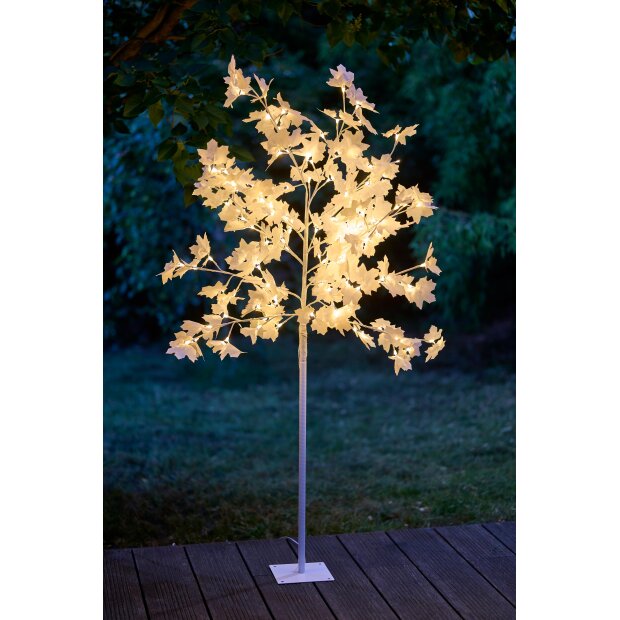 LED Baum mit 120 weißen Blüten Wunderschönes warmweißes Licht 150m Höhe Timer Integriert 5m