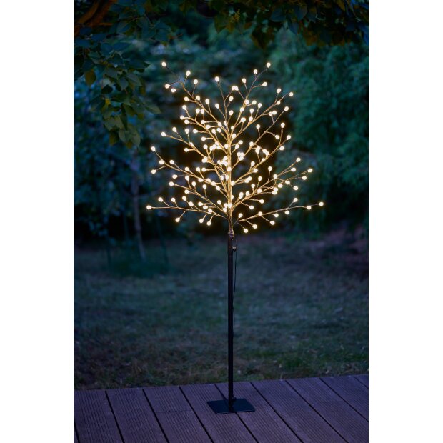 Dekorativer LED Baum mit 150 warmweißen LEDs Höhe 150 cm mit Timer 6 Stunden An 18 Stunden Aus 5 m