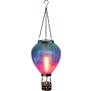 B-Ware LED Solar Laterne XL Heißluftballon Windlicht Metall-Gestell Kunststoff ca. 58 cm hoch Außenbereich Dekoration Garten Solarpanel Türkis Lila