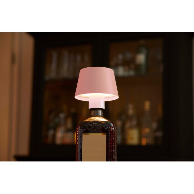 B-Ware Northpoint 3in1 LED Tischlampe Flaschenleuchte max. 45cm hoch mit 3000mAh Akku 200lm warmweißes Licht (3000K) stufenlos dimmbar für Innen und Außen Pink