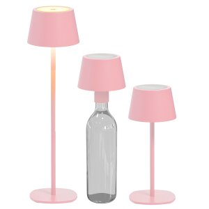 B-Ware Northpoint 3in1 LED Tischlampe Flaschenleuchte max. 45cm hoch mit 3000mAh Akku 200lm warmweißes Licht (3000K) stufenlos dimmbar für Innen und Außen Pink