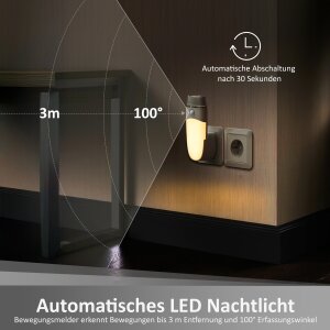 LED Orientierungsleuchte 2er-Set mit Bewegungsmelder  Nachtlicht mit Induktionsladung
