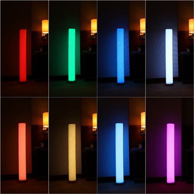 B-Ware LED Stehlampe Lichtsäule Standleuchte Stehleuchte dimmbar Farbwechsel und Musikfunktion mit Fernbedienung