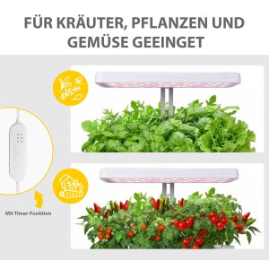 LED Hydroponisches Anzuchtsystem Pflanzenleuchte Gewächslampe 20W 1350 Lumen 11 Zuchtkörbe