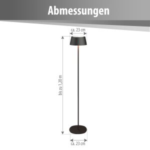 Akku LED Stehleuchte dimmbar kabellos höhenverstellbar bis 120cm warmweiß Stehlampe In - schwarz