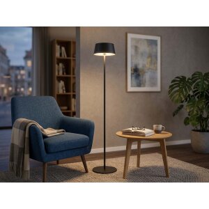 Akku LED Stehleuchte dimmbar kabellos höhenverstellbar bis 120cm warmweiß Stehlampe In - schwarz