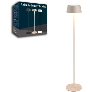 Akku LED Stehleuchte dimmbar kabellos höhenverstellbar bis 120cm warmweiß Stehlampe In- und - beige