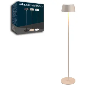 Akku LED Stehleuchte dimmbar kabellos höhenverstellbar bis 120cm warmweiß Stehlampe In- und - beige
