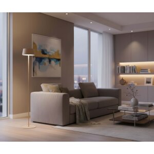 Akku LED Stehleuchte dimmbar kabellos höhenverstellbar bis 120cm warmweiß Stehlampe In- und - beige