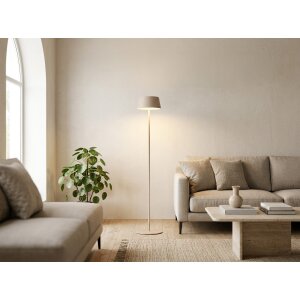 Akku LED Stehleuchte dimmbar kabellos höhenverstellbar bis 120cm warmweiß Stehlampe In- und - beige