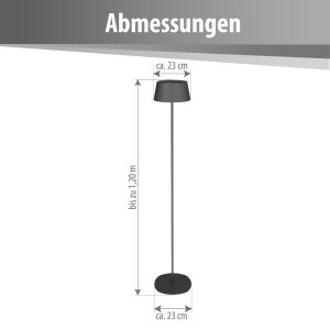 LED Solar Stehleuchte Stehlampe dimmbar höhenverstellbar Dämmerungssensor Metall Garten - schwarz