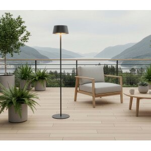 LED Solar Stehleuchte Stehlampe dimmbar höhenverstellbar Dämmerungssensor Metall Garten - schwarz