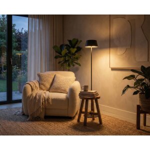 LED Solar Stehleuchte Stehlampe dimmbar höhenverstellbar Dämmerungssensor Metall Garten - schwarz