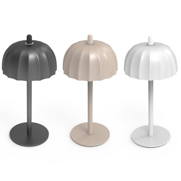 Northpoint LED Umbrella Tischlampe Akku dimmbar Touch Outdoor Indoor warmweiß 2700K 100lm kabellos Tischleuchte Metall IP44 Garten Balkon Terrasse 2er Set