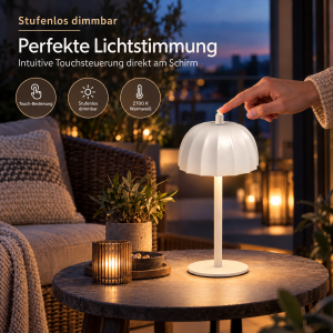 LED Akku Tischlampe Umbrella 2er Set stufenlos dimmbar Touch IP44 warmweiß 2700K