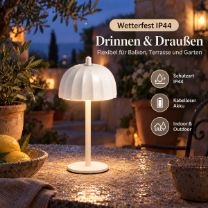LED Akku Tischlampe Umbrella 2er Set stufenlos dimmbar Touch IP44 warmweiß 2700K