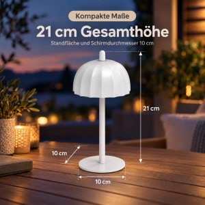 LED Akku Tischlampe Umbrella 2er Set stufenlos dimmbar Touch IP44 warmweiß 2700K