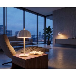 Northpoint LED Umbrella Tischlampe Akku dimmbar Touch Outdoor Indoor warmweiß 2700K 100lm kabellos Tischleuchte Metall IP44 Garten Balkon Terrasse 2er Set weiß