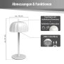 Northpoint LED Umbrella Tischlampe Akku dimmbar Touch Outdoor Indoor warmweiß 2700K 100lm kabellos Tischleuchte Metall IP44 Garten Balkon Terrasse 2er Set weiß