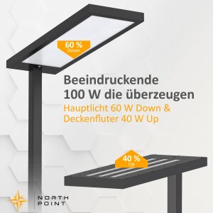 LED Stehlampe 100W mit Bewegungsmelder & Touchsteuerung  5800 Lumen, 4000K - schwarz