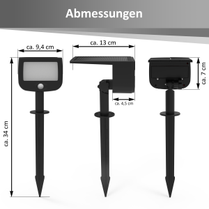 LED Solar Strahler Fluter Sicherheitsleuchte mit Funk-Aktivierung Bewegungsmelder - 6