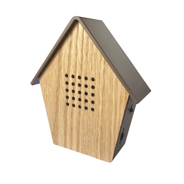 Naturgeräuschebox Vogel Gesang Vogelzwitscher mit Echtholz Bewegungsmelder Vogelgeräusche Licht