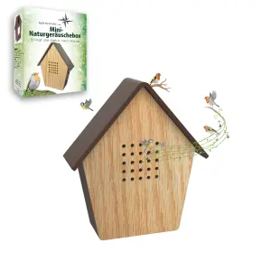 Naturgeräuschebox Vogel Gesang Vogelzwitscher mit Echtholz Bewegungsmelder Vogelgeräusche - 1 Stück