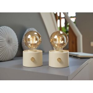 Vintage Akku Glühbirne Edison LED Tischlampe USB-C dimmbar mit Drehschalter  moderne Dekoration 2x Beige