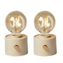 Vintage Akku Glühbirne Edison LED Tischlampe USB-C dimmbar mit Drehschalter  moderne Dekoration 2x Beige